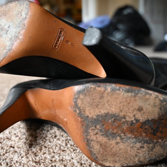 9 B Coach Soft Italian Leather Calf Boot, Black - Picture 4 of 5